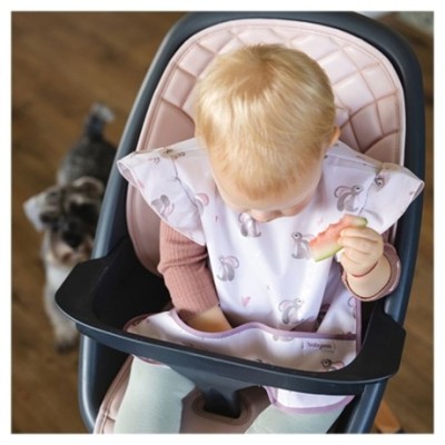 Dětský bryndák, zástěrka s kapsičkou Králíček, růžová