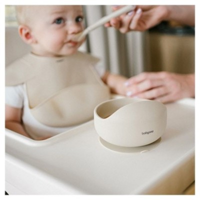 Silikonová miska s přísavkou - béžová