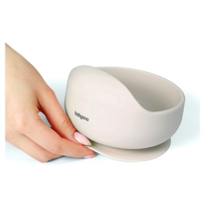 Silikonová miska s přísavkou - béžová