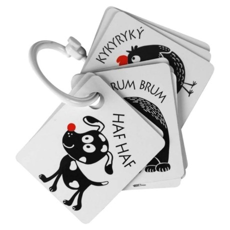 Profibaby černobílé kontrastní kartičky s červeným prvkem