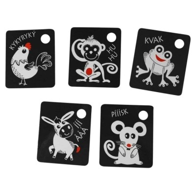 Profibaby černobílé kontrastní kartičky s červeným prvkem