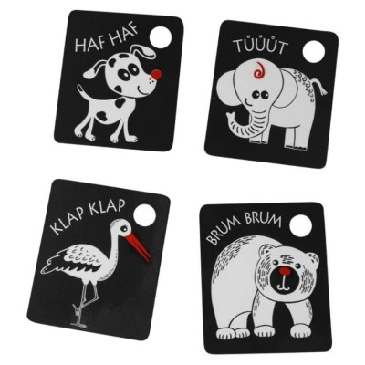 Profibaby černobílé kontrastní kartičky s červeným prvkem