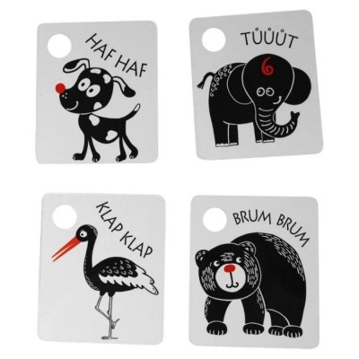 Profibaby černobílé kontrastní kartičky s červeným prvkem