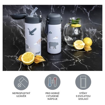 ZOPA Termoska na tekutiny s brčkem 400 ml, Cookie beige Cookie beige