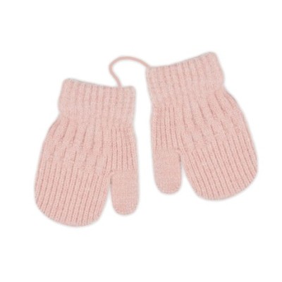 8596309455273_Zimní kojenecké rukavičky - se šňůrkou - pudrově růžové
