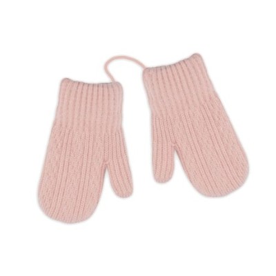 8596309455297_Zimní dvouvrstvé kojenecké rukavičky - se šňůrkou - pudrově růžové