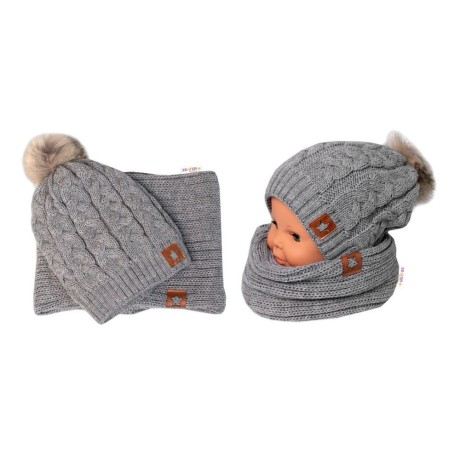 8596309379562_Zimní dvouvrstvá čepice s bambulí + komínek Star