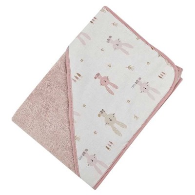 Osuška králík, růžová, 100 × 100 cm