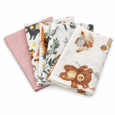 Bavlněné pleny s potiskem NEW BABY 60x80 cm STANDARD  GIRL 5 ks