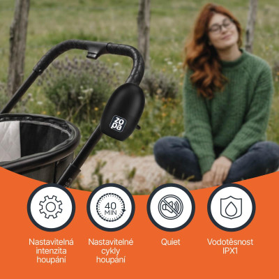 ZOPA Houpadlo kočárku přenosné Bobby nabíjecí, Matt Black Matt Black